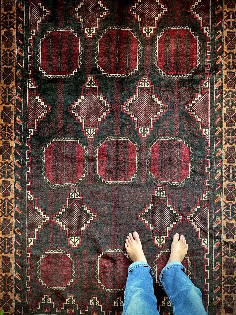 トライバルラグ　ヴィンテージラグ　バルーチ族　プリミティブアート　特大サイズ美品