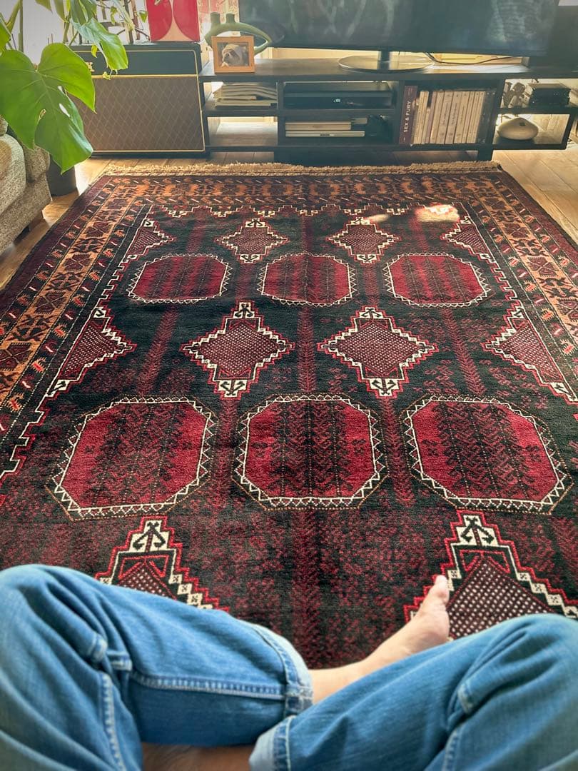 トライバルラグ　ヴィンテージラグ　バルーチ族　プリミティブアート　特大サイズ美品