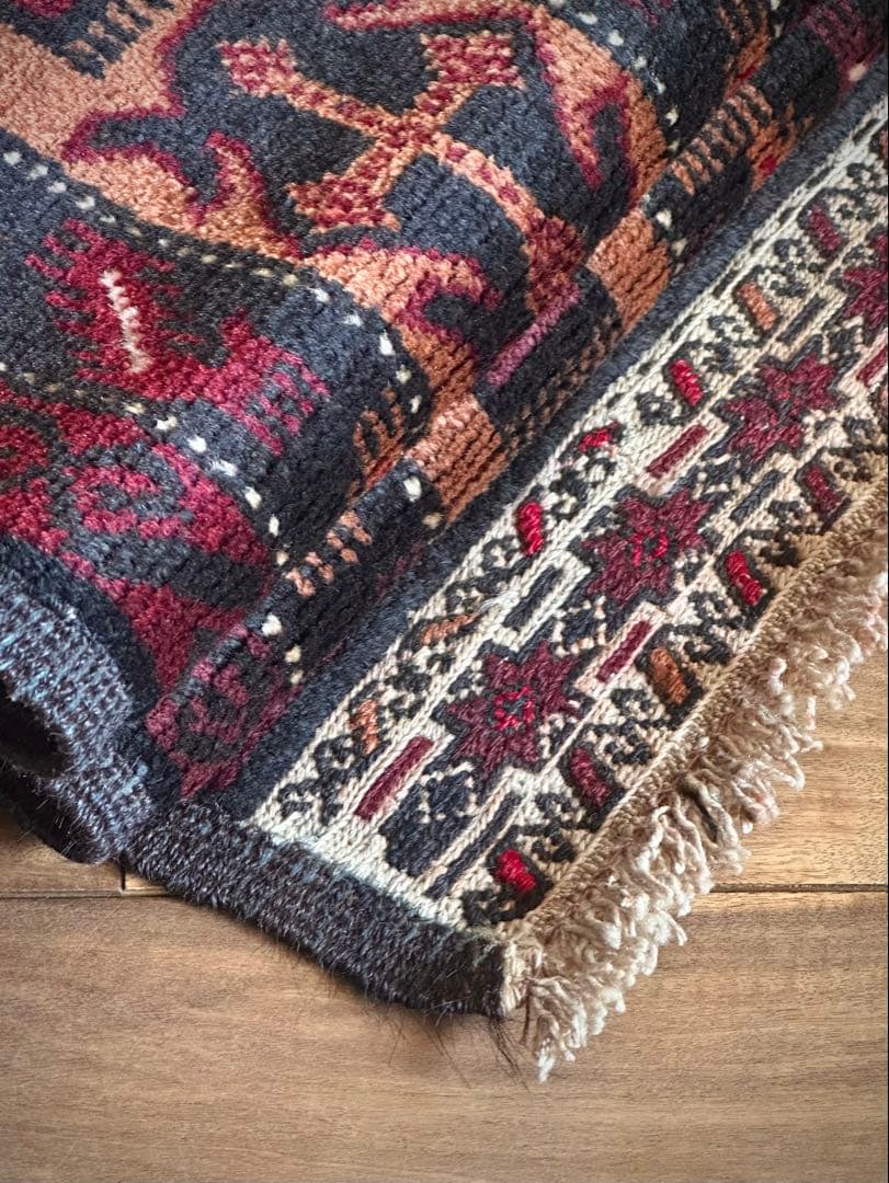 トライバルラグ　ヴィンテージラグ　バルーチ族　プリミティブアート　特大サイズ美品