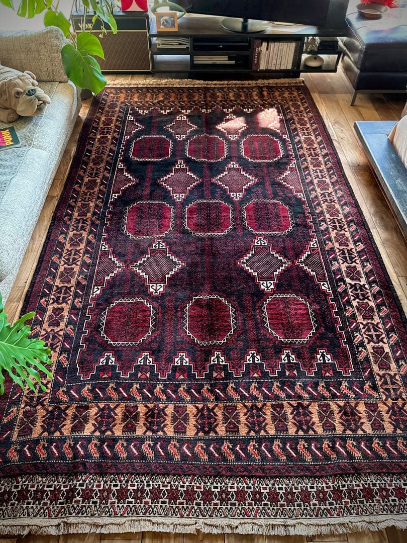 トライバルラグ　ヴィンテージラグ　バルーチ族　プリミティブアート　特大サイズ美品