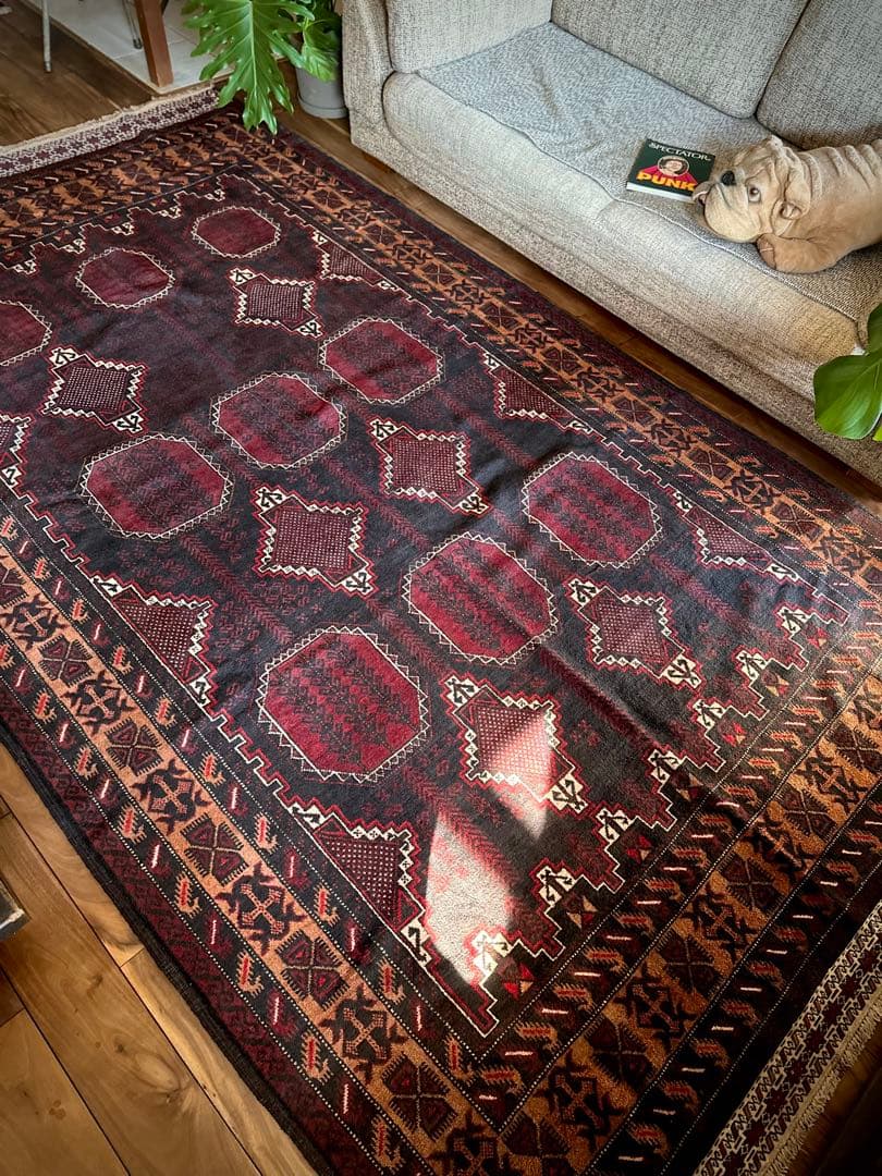 トライバルラグ　ヴィンテージラグ　バルーチ族　プリミティブアート　特大サイズ美品