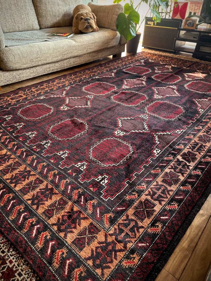 トライバルラグ　ヴィンテージラグ　バルーチ族　プリミティブアート　特大サイズ美品