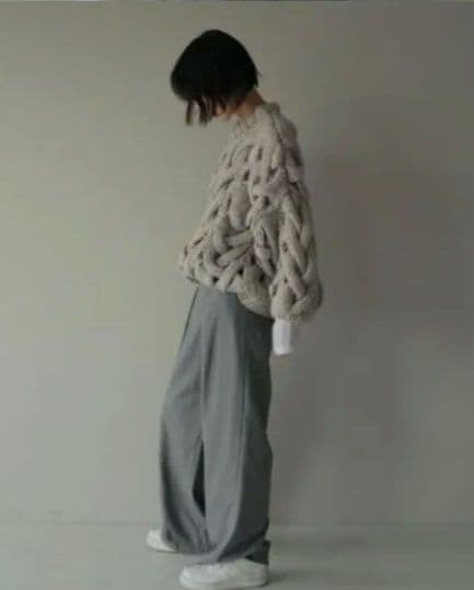 【未使用タグ付】ETRE TOKYOルーズニッティングケーブルプルオーバー