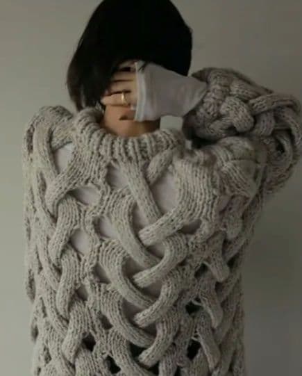 【未使用タグ付】ETRE TOKYOルーズニッティングケーブルプルオーバー