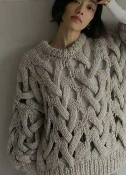 【未使用タグ付】ETRE TOKYOルーズニッティングケーブルプルオーバー