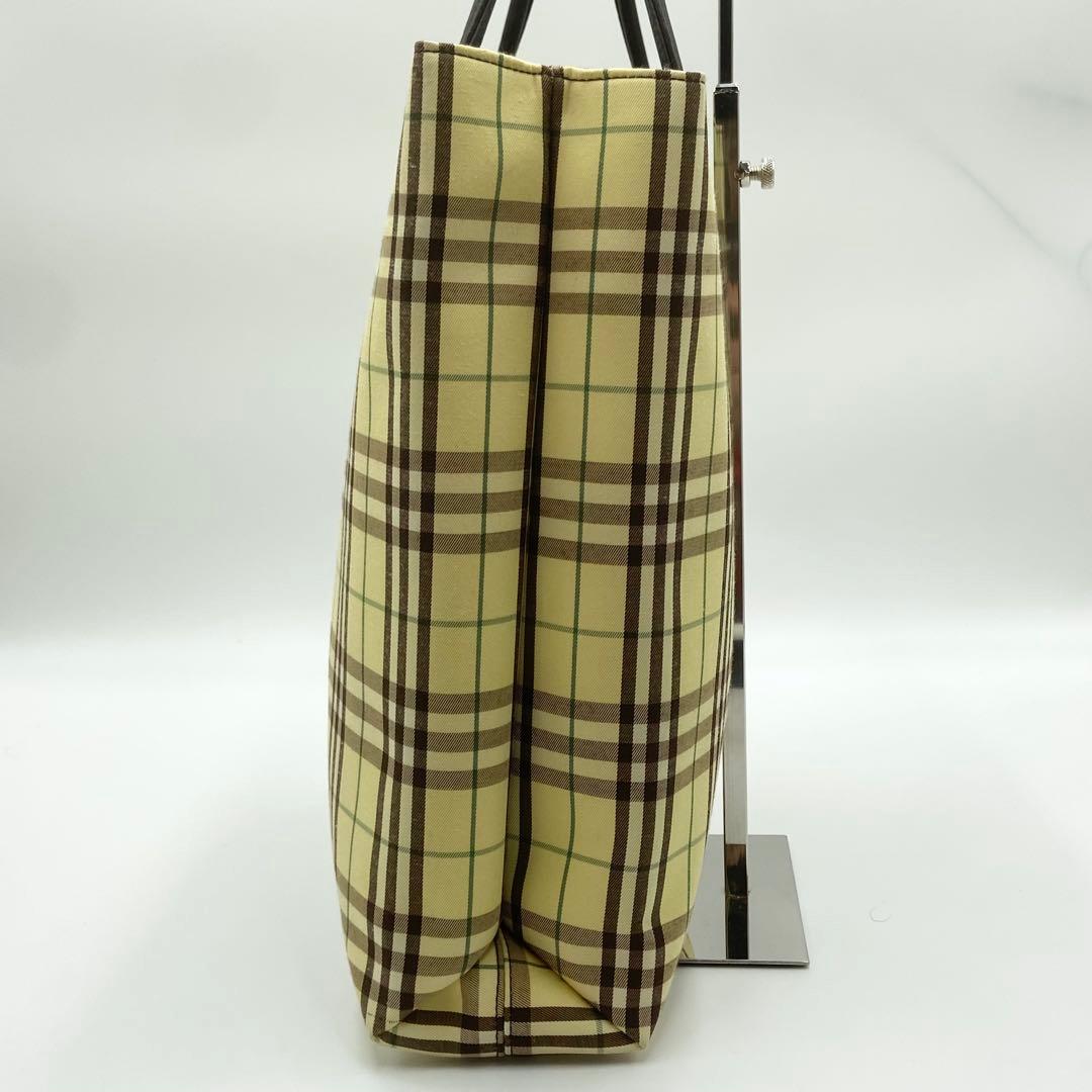 極美品　バーバリー　トートバッグ　ノバチェック　キャンバス　レザー　イエロー