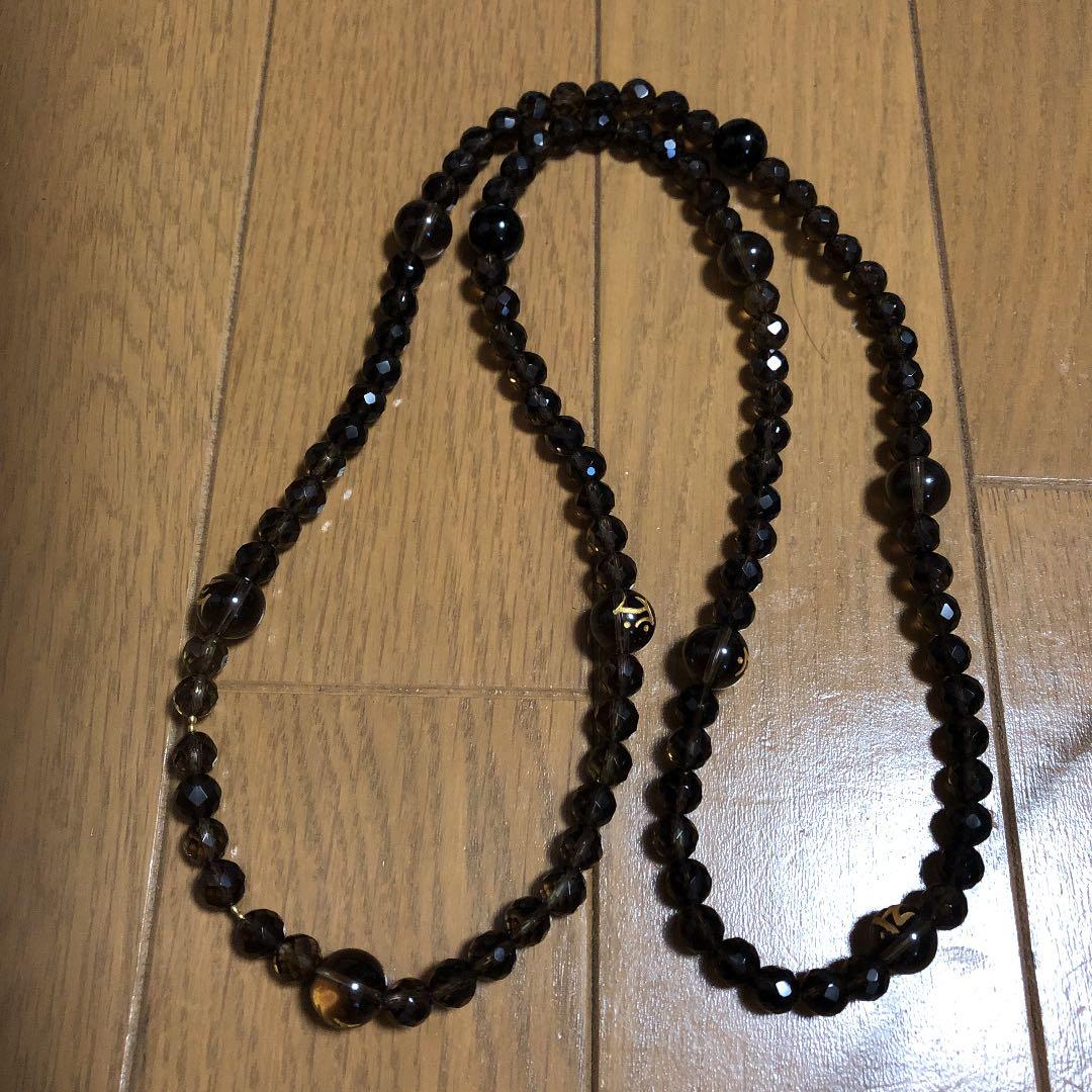 早い者勝ち！天然石スモーキークォーツ梵字数珠風