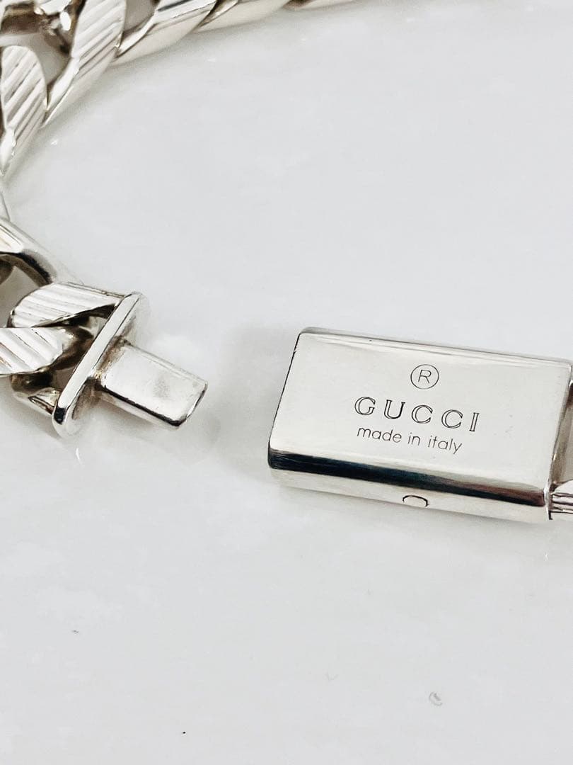 【超美品】GUCCI ストライプ 喜平チェーン ブレスレット SV925