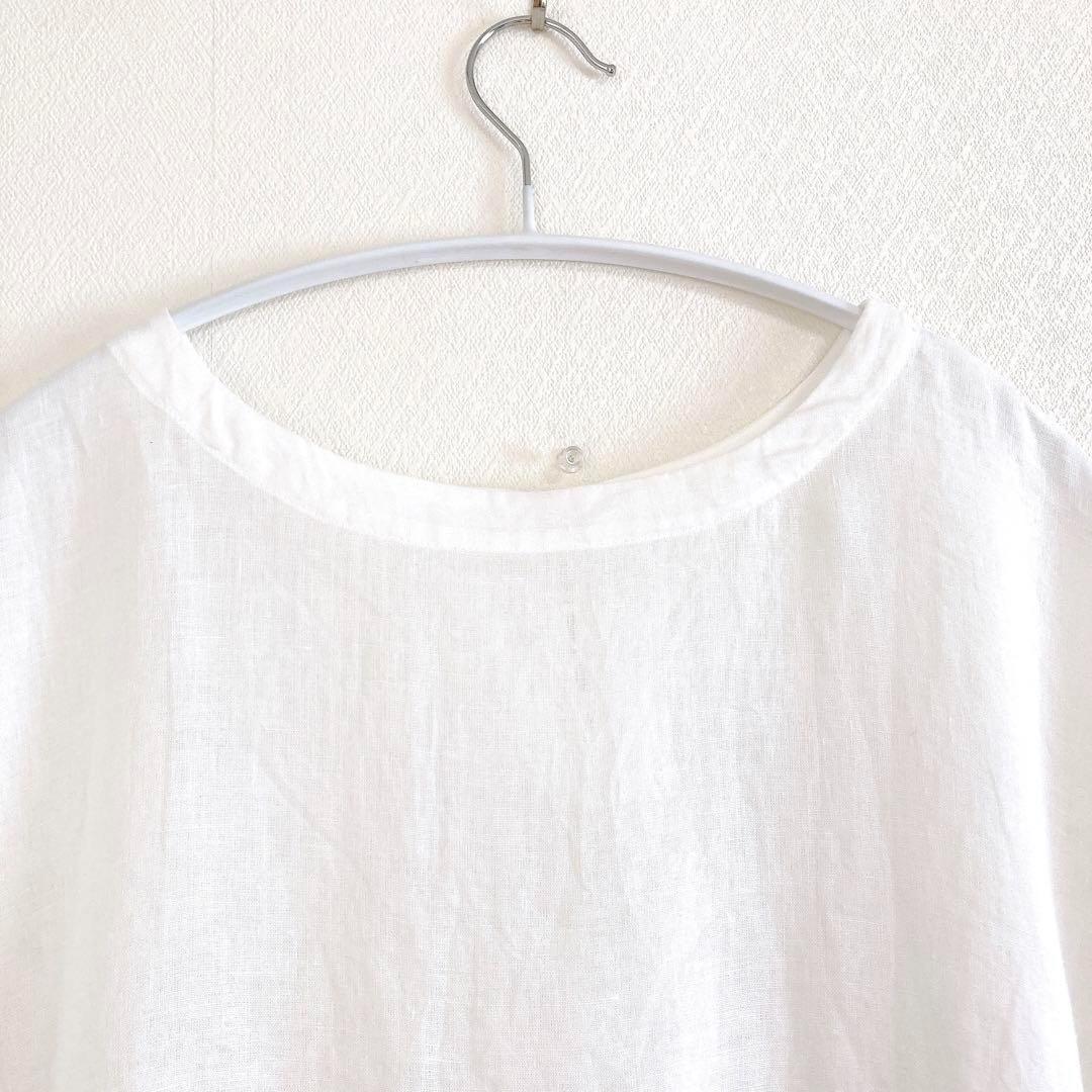 2024✨ ネストローブ　リネンラッフル袖2wayブラウス　白　F