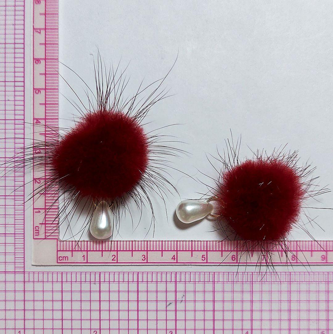 【1223】ふわふわフェイクファーのピアス／イヤリング