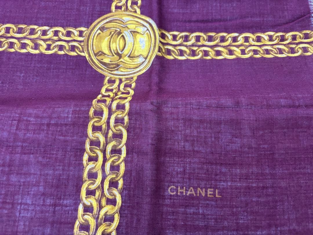 【折りジワ有】CHANEL 大判スカーフ 130cm✖️130cm