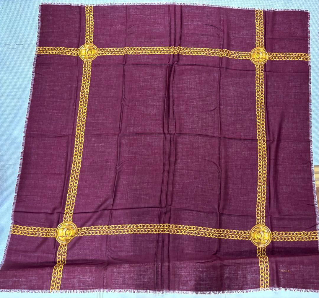 【折りジワ有】CHANEL 大判スカーフ 130cm✖️130cm