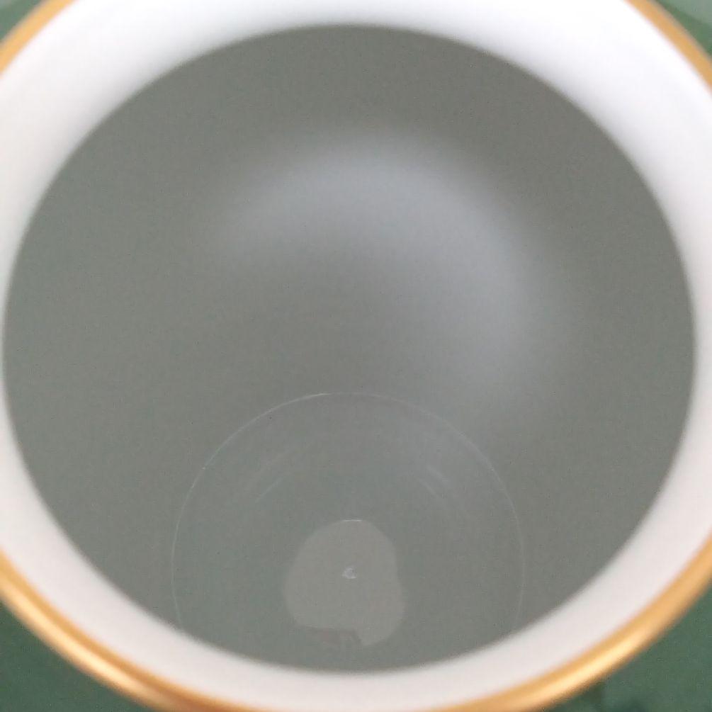 香蘭社　鶴　花瓶　緑