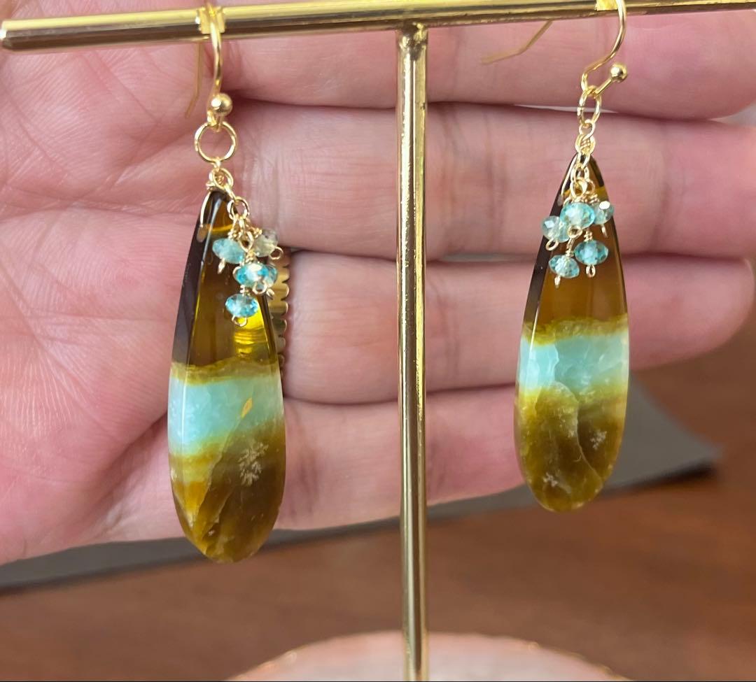 のほほんです14kgfブルーオブシディアンピアス