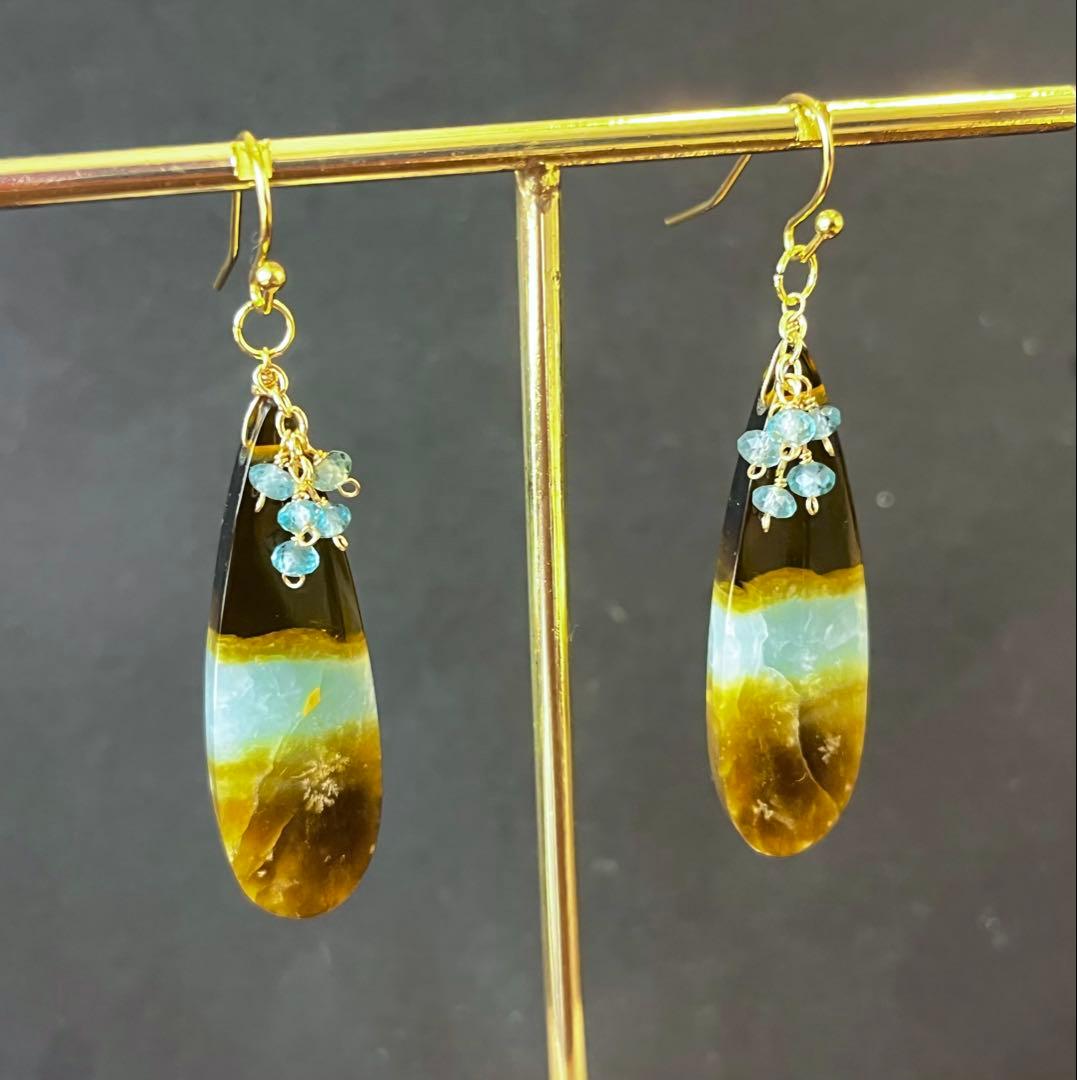 のほほんです14kgfブルーオブシディアンピアス