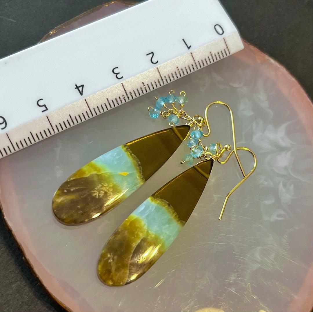 のほほんです14kgfブルーオブシディアンピアス