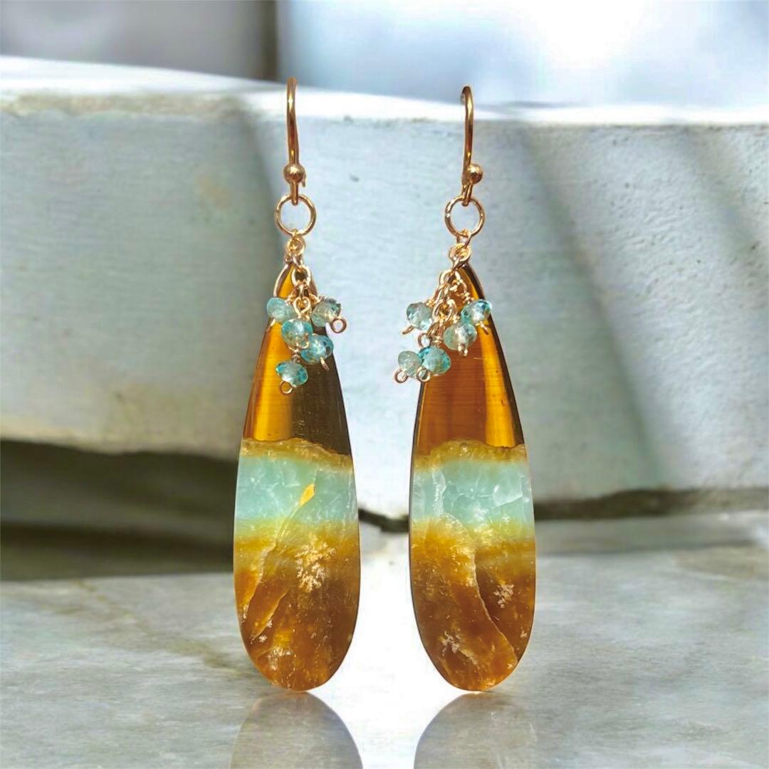 のほほんです14kgfブルーオブシディアンピアス