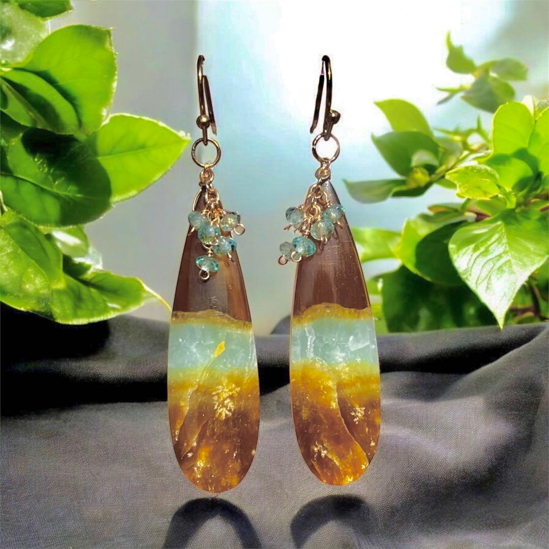 のほほんです14kgfブルーオブシディアンピアス