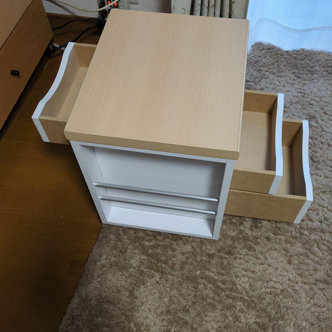 木製デスク 伸縮机　折りたたみ机　日本産　3引き出し付き 　コンパクト