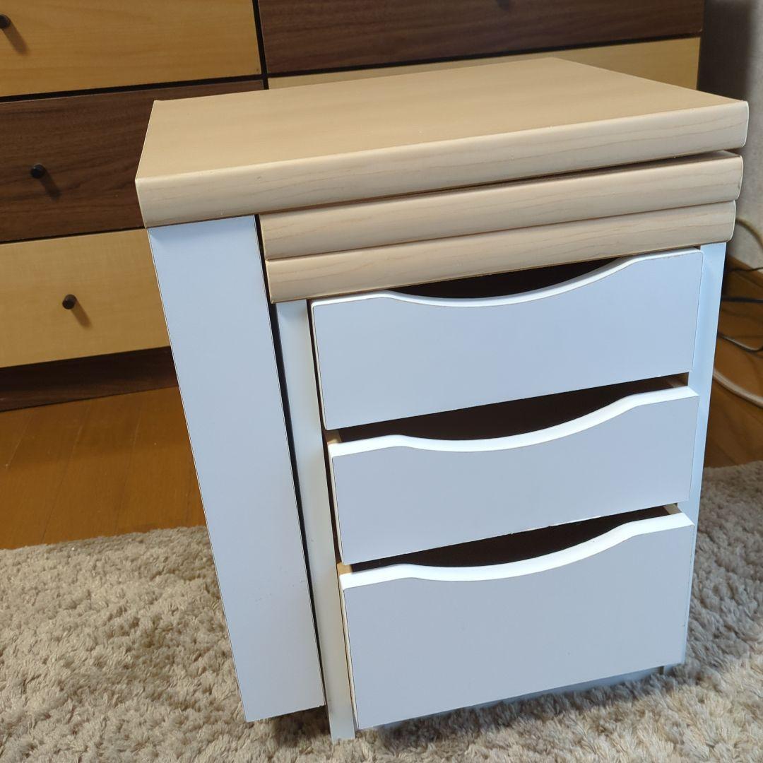 木製デスク 伸縮机　折りたたみ机　日本産　3引き出し付き 　コンパクト