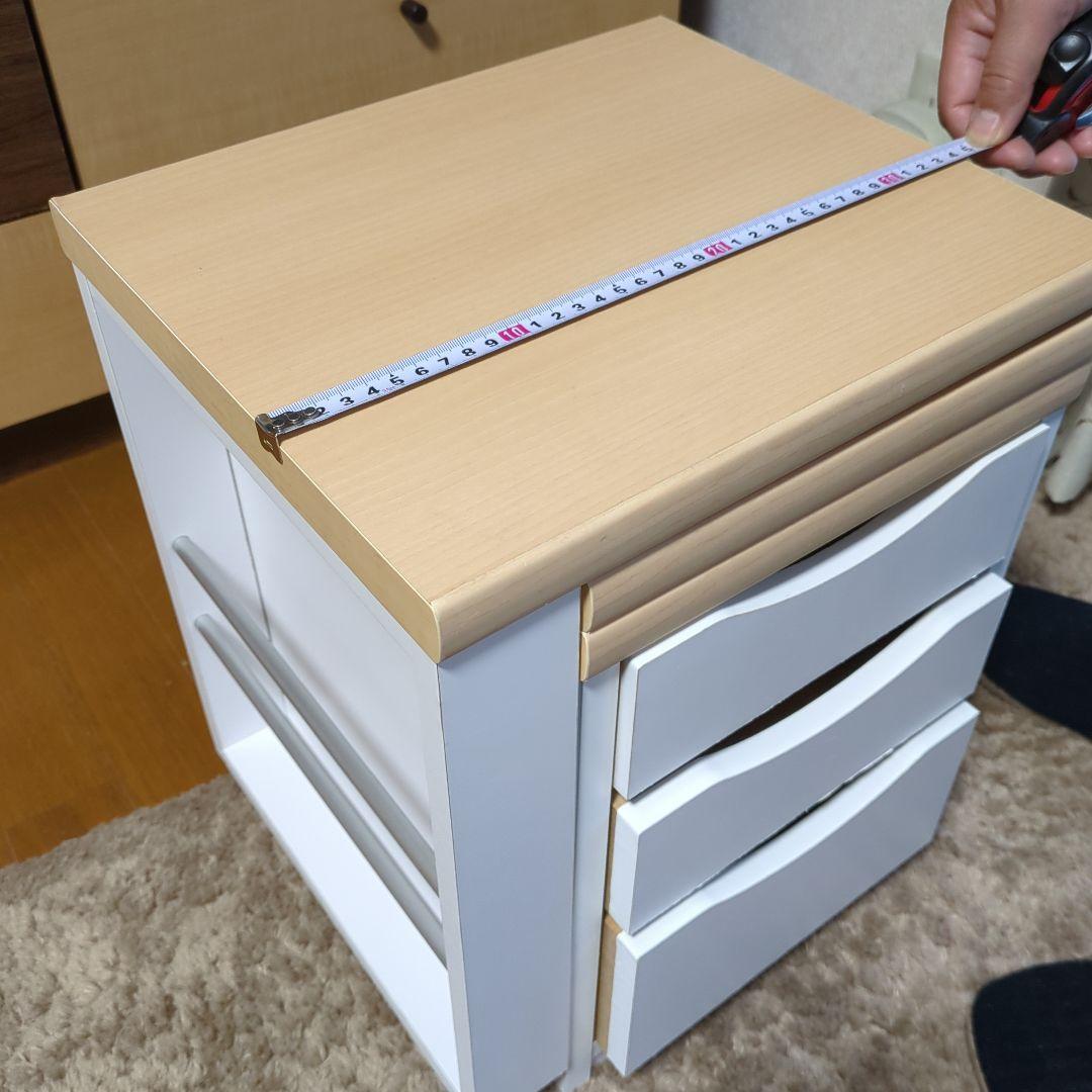 木製デスク 伸縮机　折りたたみ机　日本産　3引き出し付き 　コンパクト