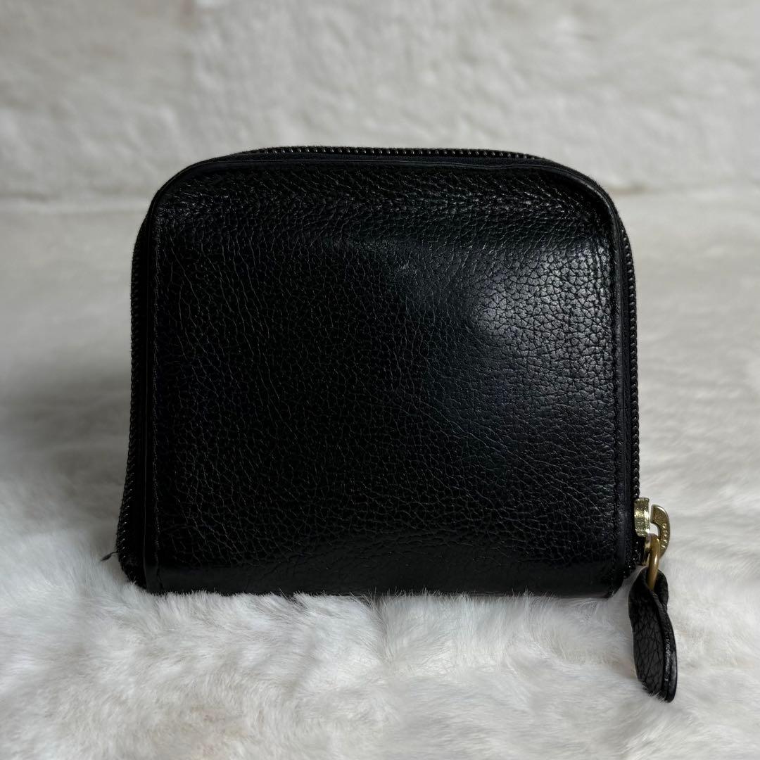 アッキー 様IL BISONTE 二つ折り財布 ブラック レザー コンパクト.