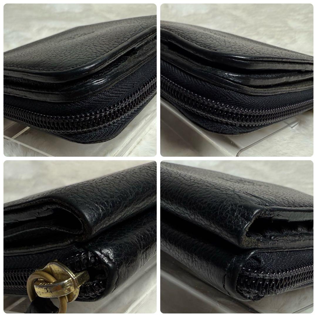 アッキー 様IL BISONTE 二つ折り財布 ブラック レザー コンパクト.