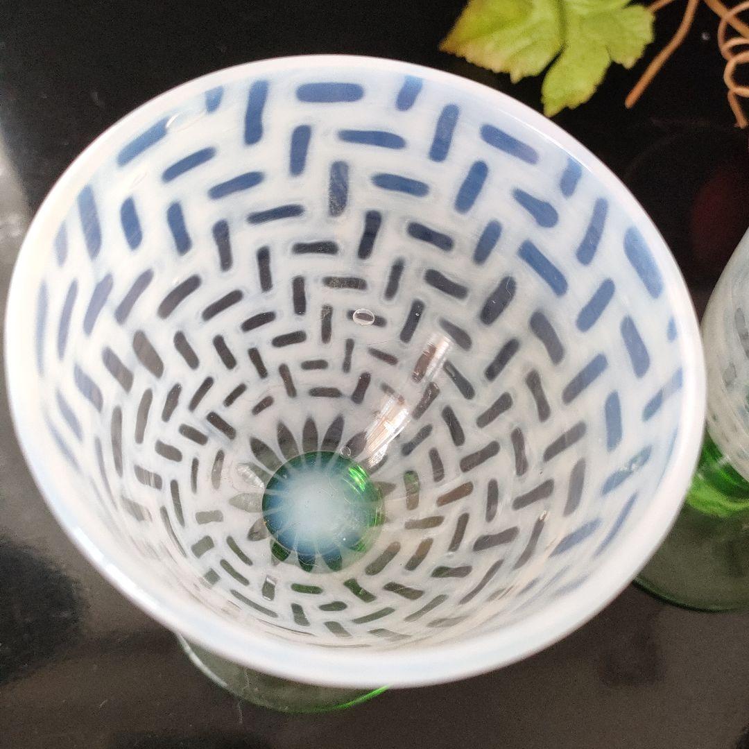 大正ロマン氷コップ 乳白色 脚付きグラス 3個セット