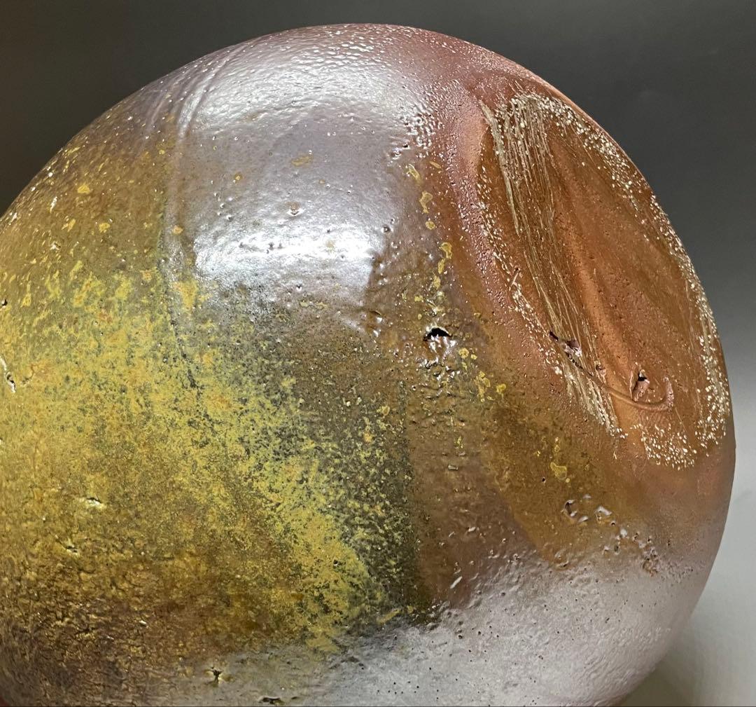 吉本正　備前花器　大作 　32cm 　共箱(四方桟盛蓋) 　共布　栞　LY2