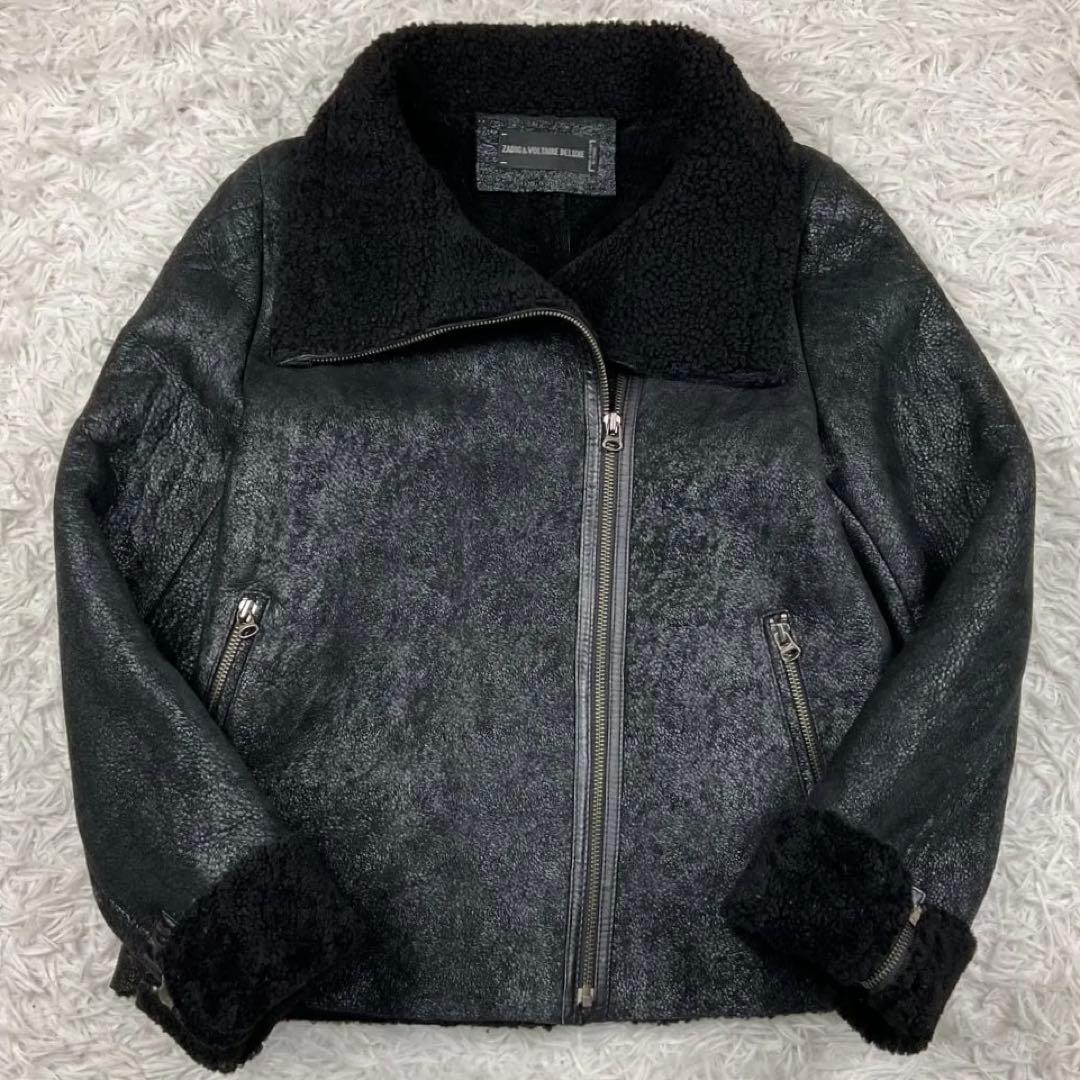 超希少✨ザディグエヴォルテール　ライダースジャケット　リアルムートン　羊革　S