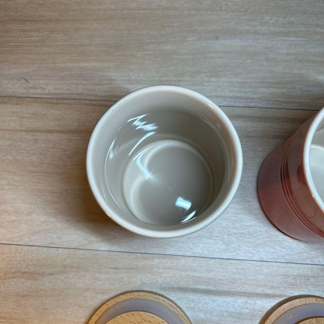 ルクルーゼ　キャニスター　シリンダージャー　木製蓋付き　3個セット