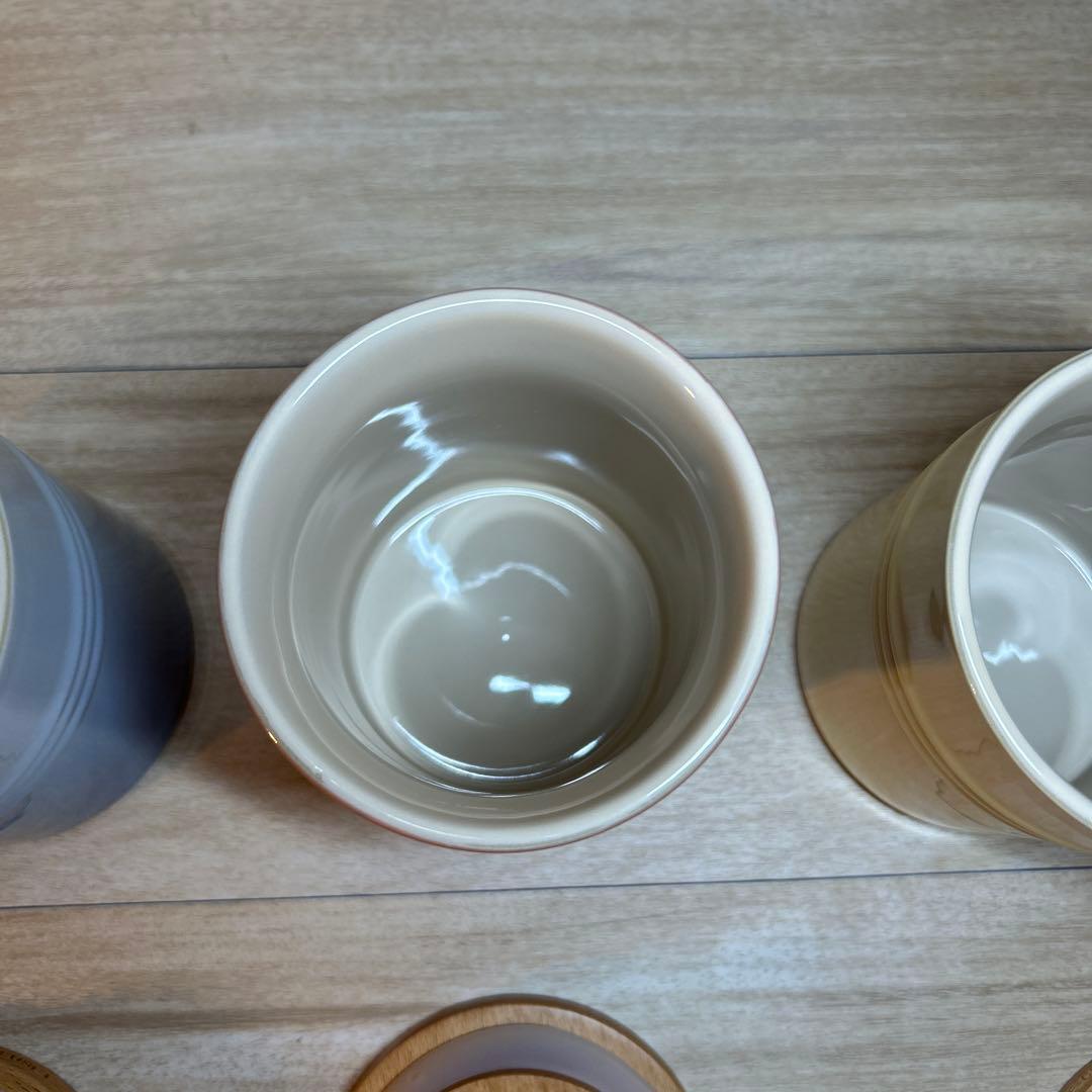 ルクルーゼ　キャニスター　シリンダージャー　木製蓋付き　3個セット