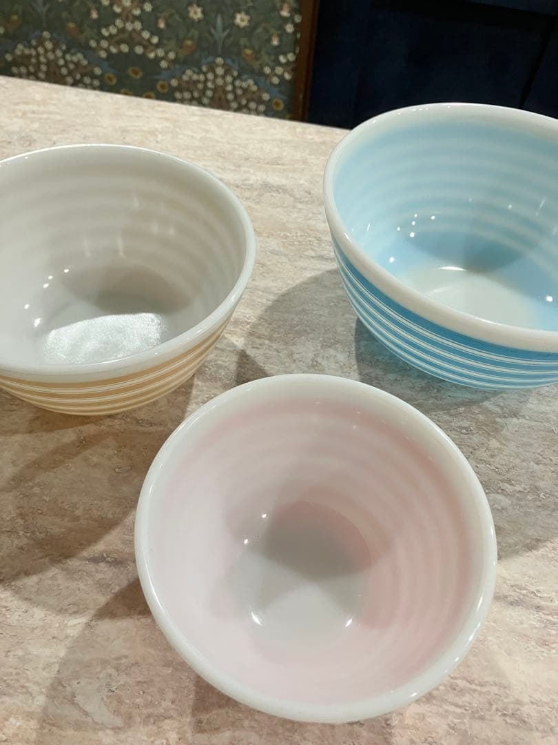 オールドパイレックスストライプボウル3個セット