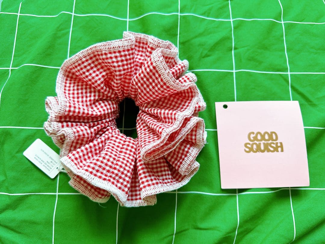 【Good Squish】 グッドスクイッシュ シュシュ ギンガムチェック 赤