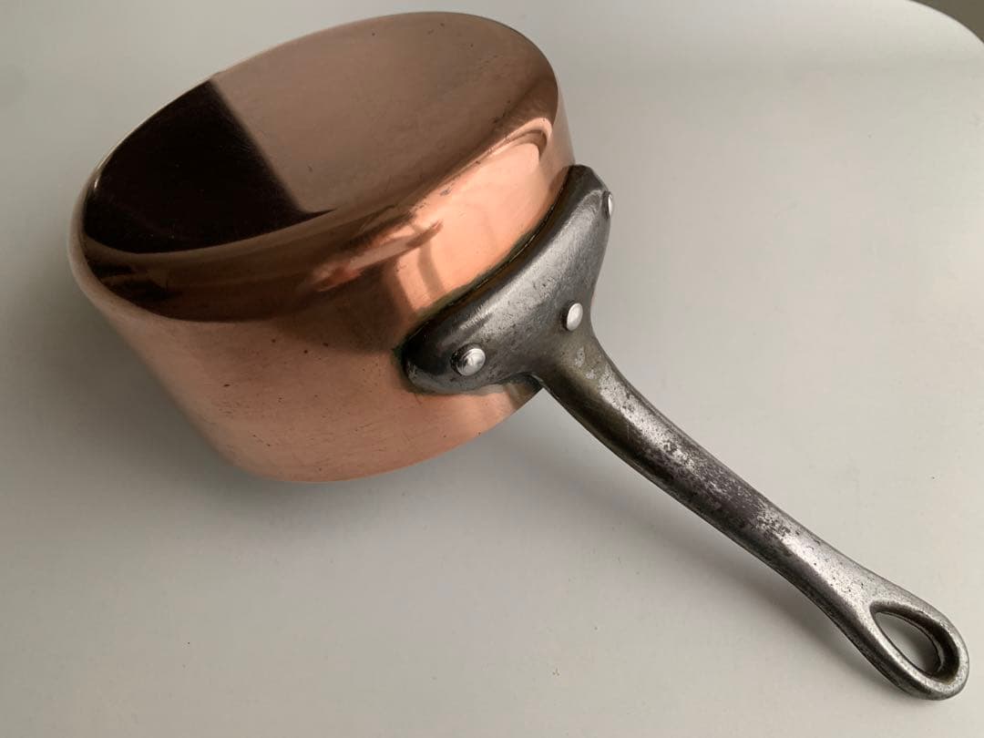 フランスアンティーク　蓋付き　銅製 片手鍋