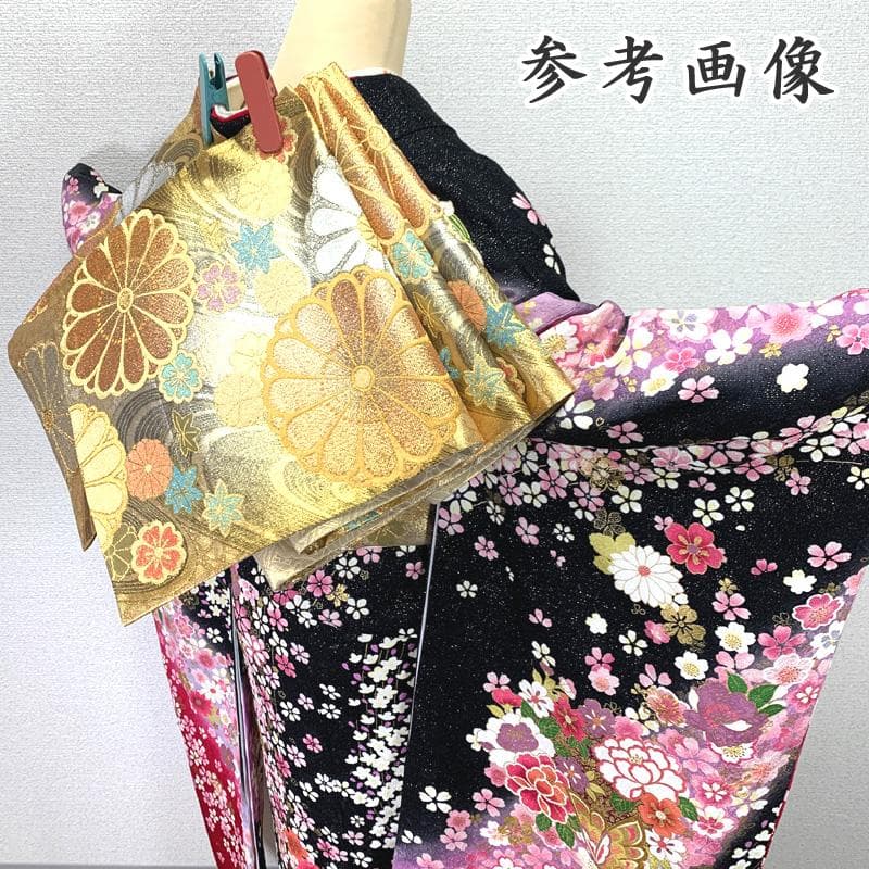 505z10〇銀通し 振袖 高身長な方にも 金彩 花 蝶々〇美品 成人式 結婚式