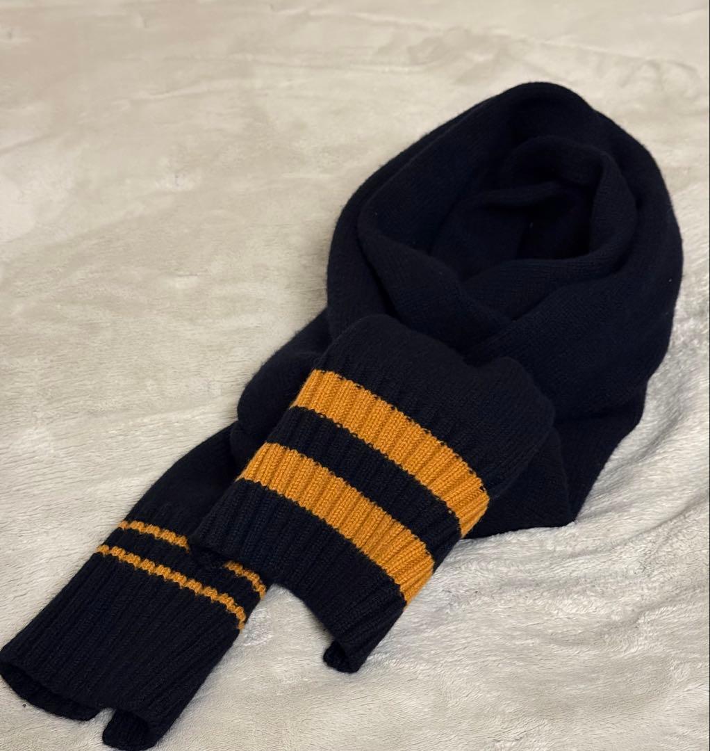 マルジェラ マフラー FUDGE掲載 ネイビー オレンジストライプ comoli