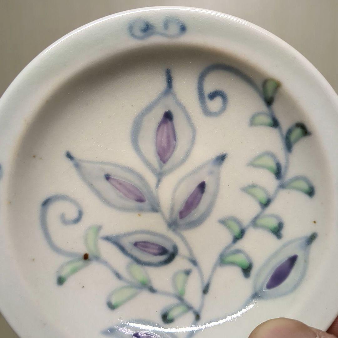 走破窯　希少　五代　佐藤走破作　染錦中国多数民族綿網文　三寸皿　小皿揃