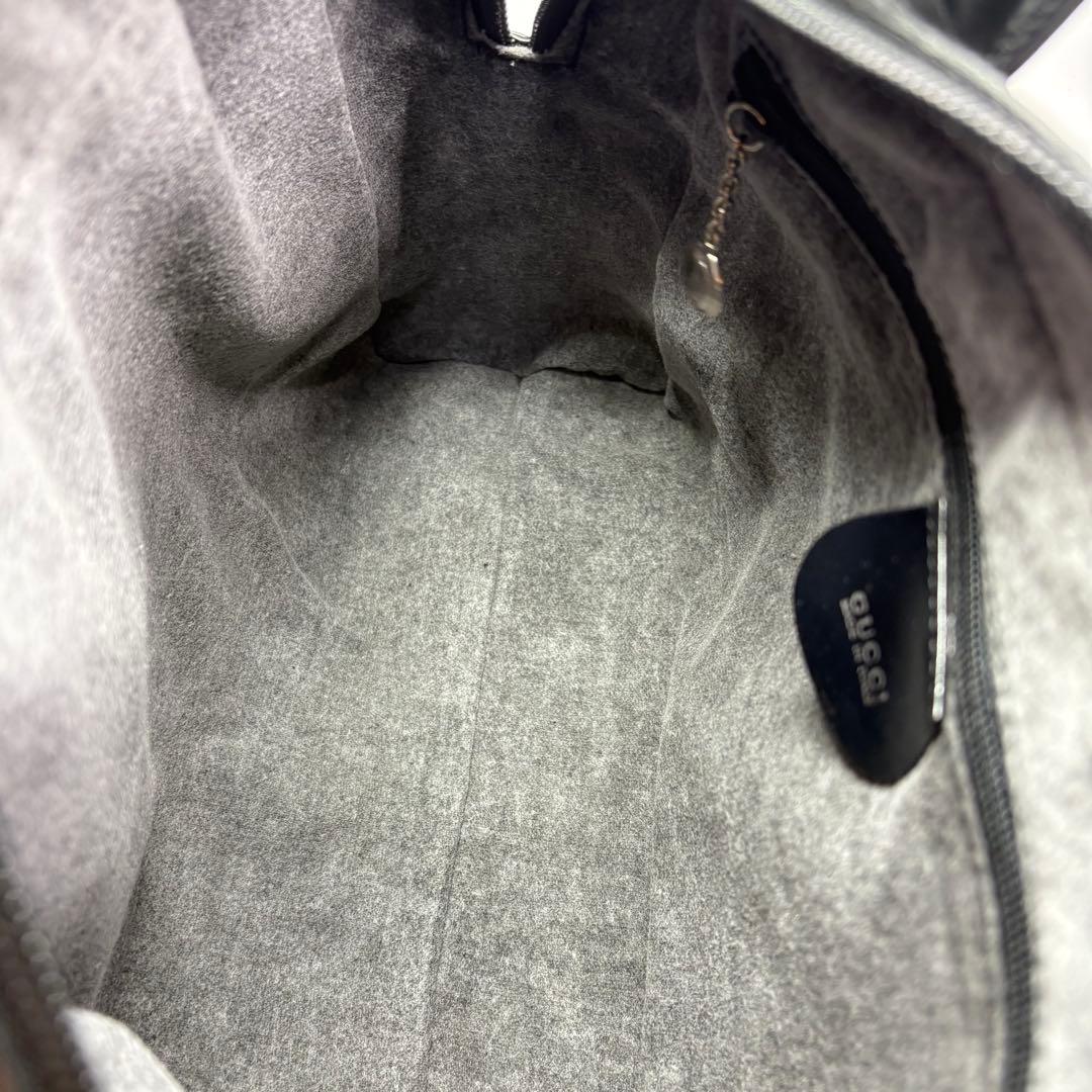 美品　グッチ GUCCI エナメル GG ハンドバッグ ヴィンテージ　ブラック