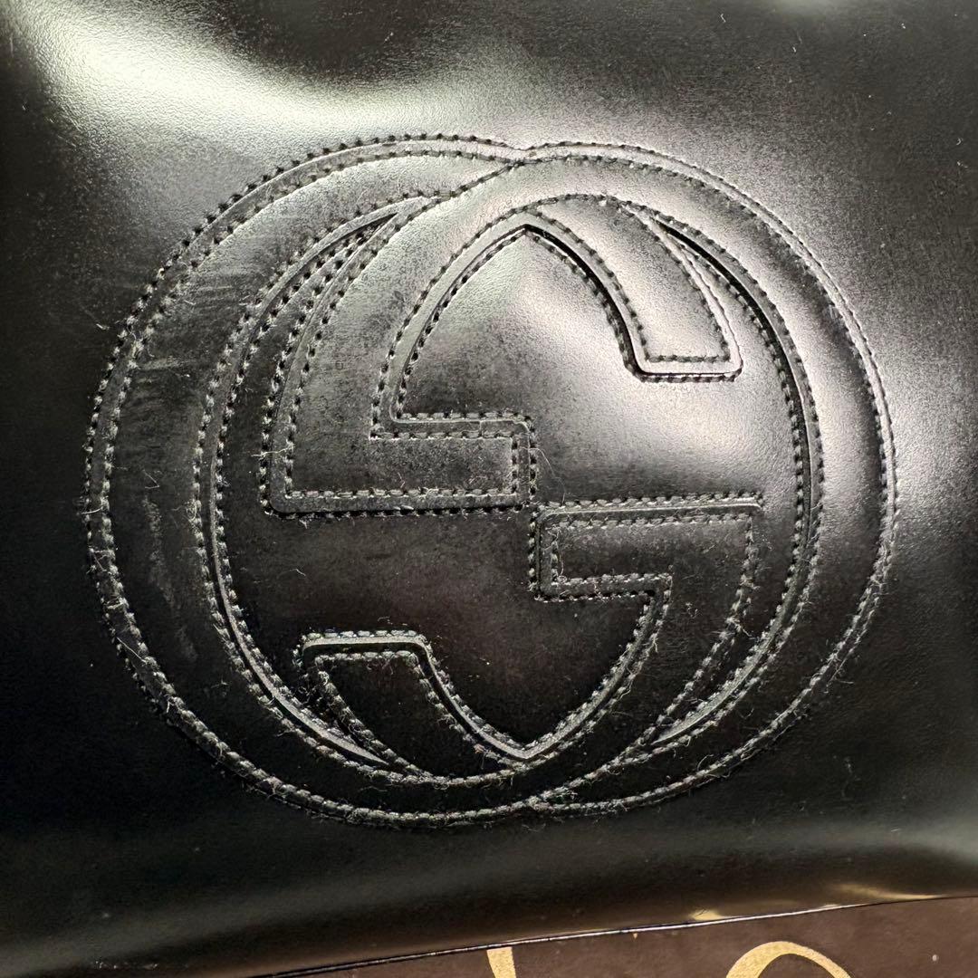美品　グッチ GUCCI エナメル GG ハンドバッグ ヴィンテージ　ブラック