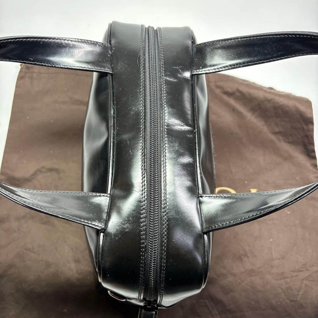 美品　グッチ GUCCI エナメル GG ハンドバッグ ヴィンテージ　ブラック