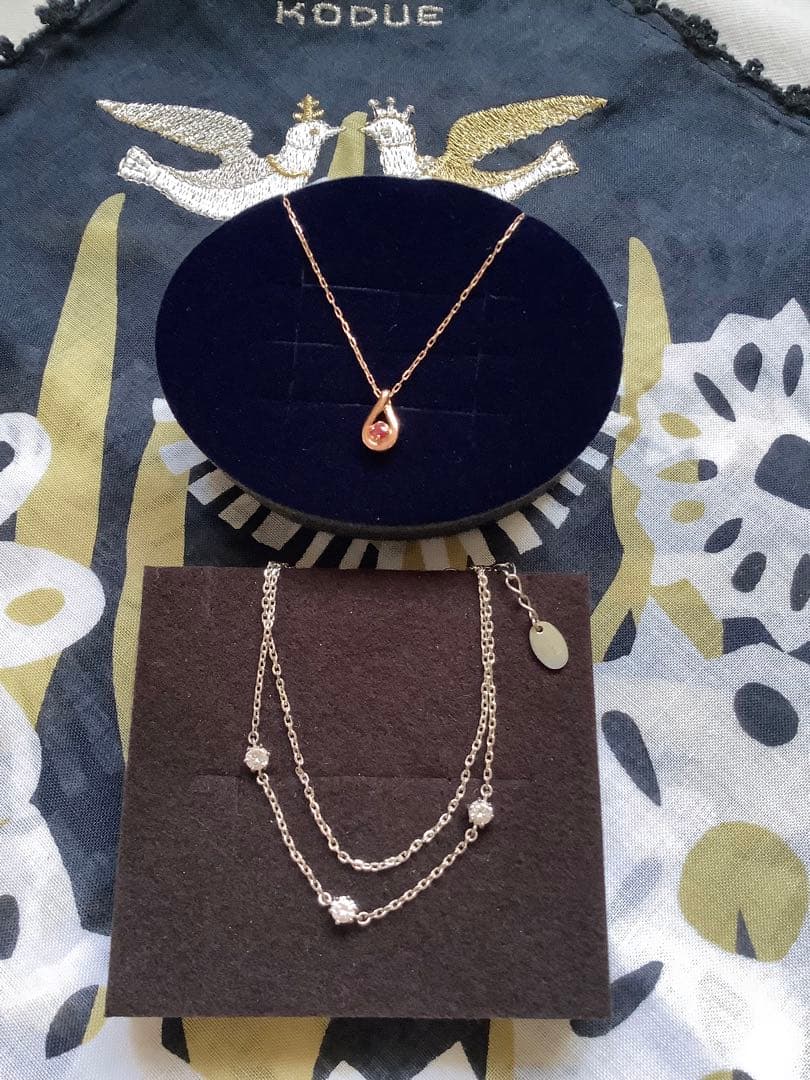 4℃ 10Kルビー＆ダイヤネックレスピンクゴールド4℃シルバーブレスレット