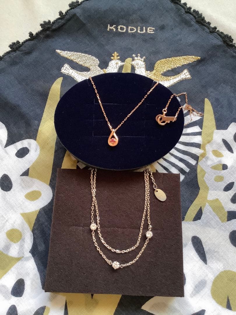 4℃ 10Kルビー＆ダイヤネックレスピンクゴールド4℃シルバーブレスレット