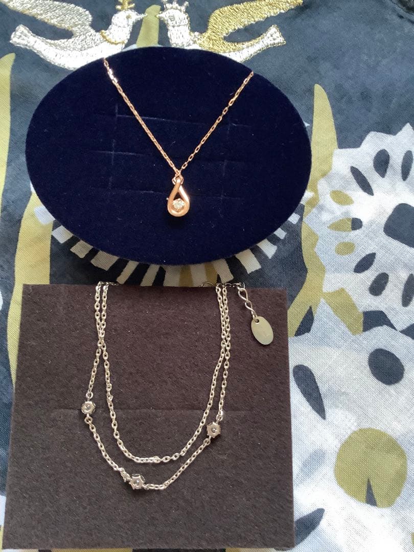 4℃ 10Kルビー＆ダイヤネックレスピンクゴールド4℃シルバーブレスレット