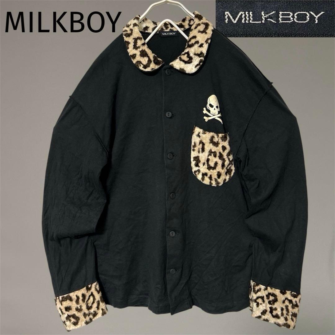 ジュリアーノ ミルクボーイ ヒョウ柄 スカル コットン レーヨン シャツ