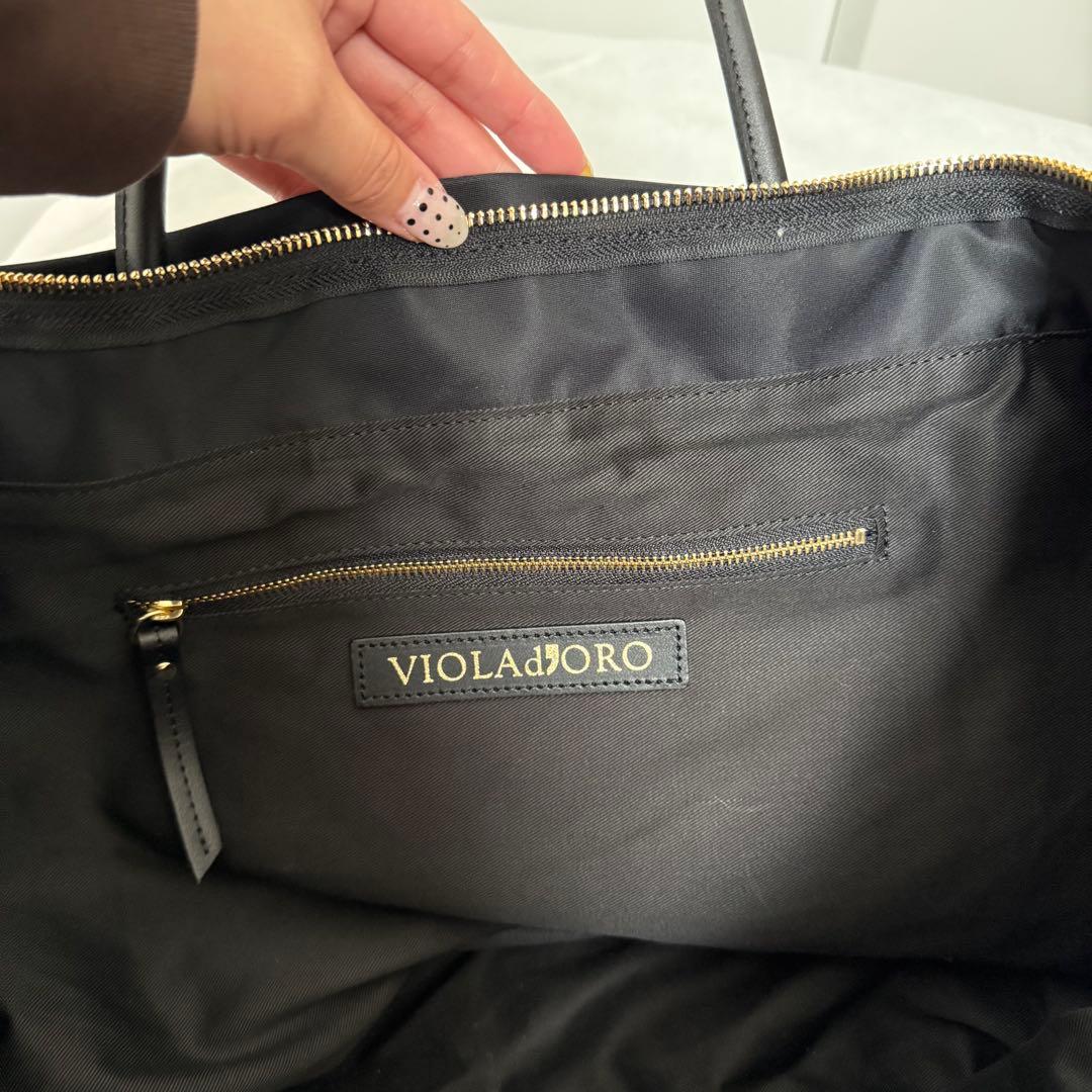 美品 VIOLAd’ORO BIANCA ナイロン トートバッグ L ブラック