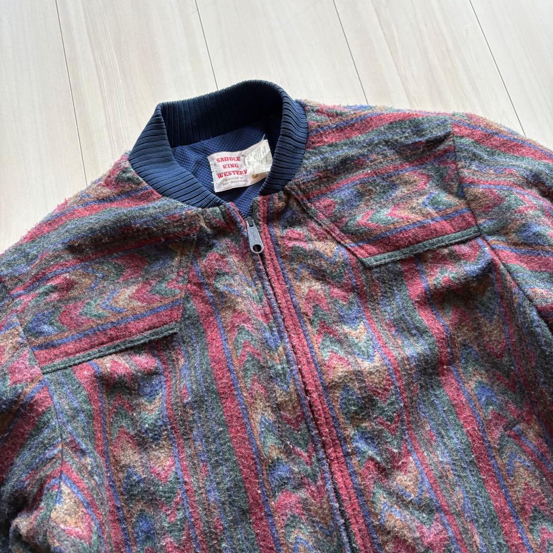 -80s サドルキングウエスタン ネイティブブルゾン USA製 M タロンジップ