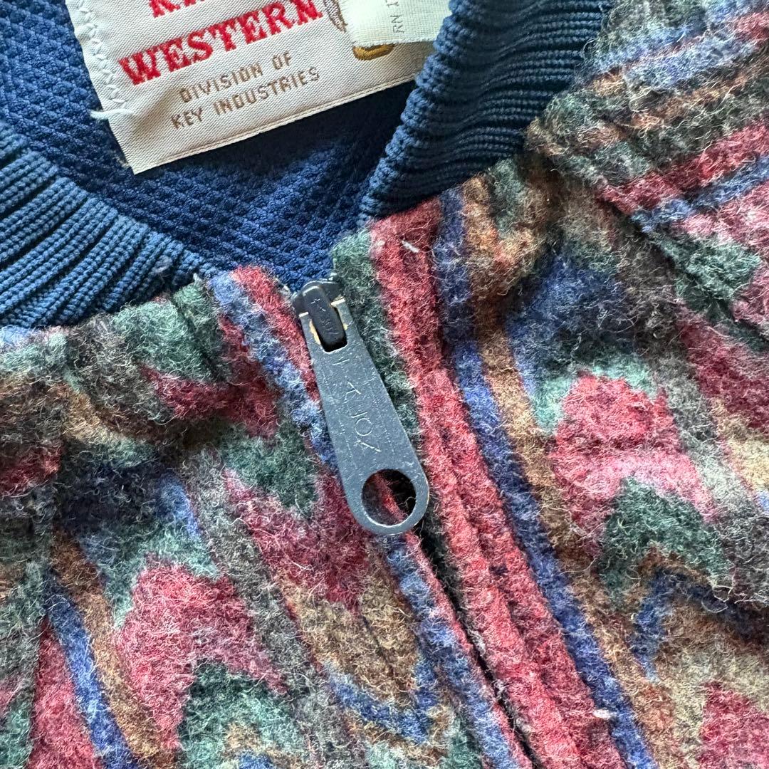 -80s サドルキングウエスタン ネイティブブルゾン USA製 M タロンジップ