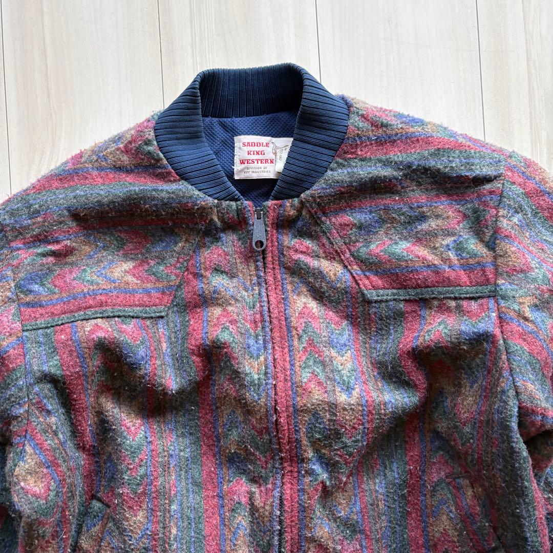 -80s サドルキングウエスタン ネイティブブルゾン USA製 M タロンジップ