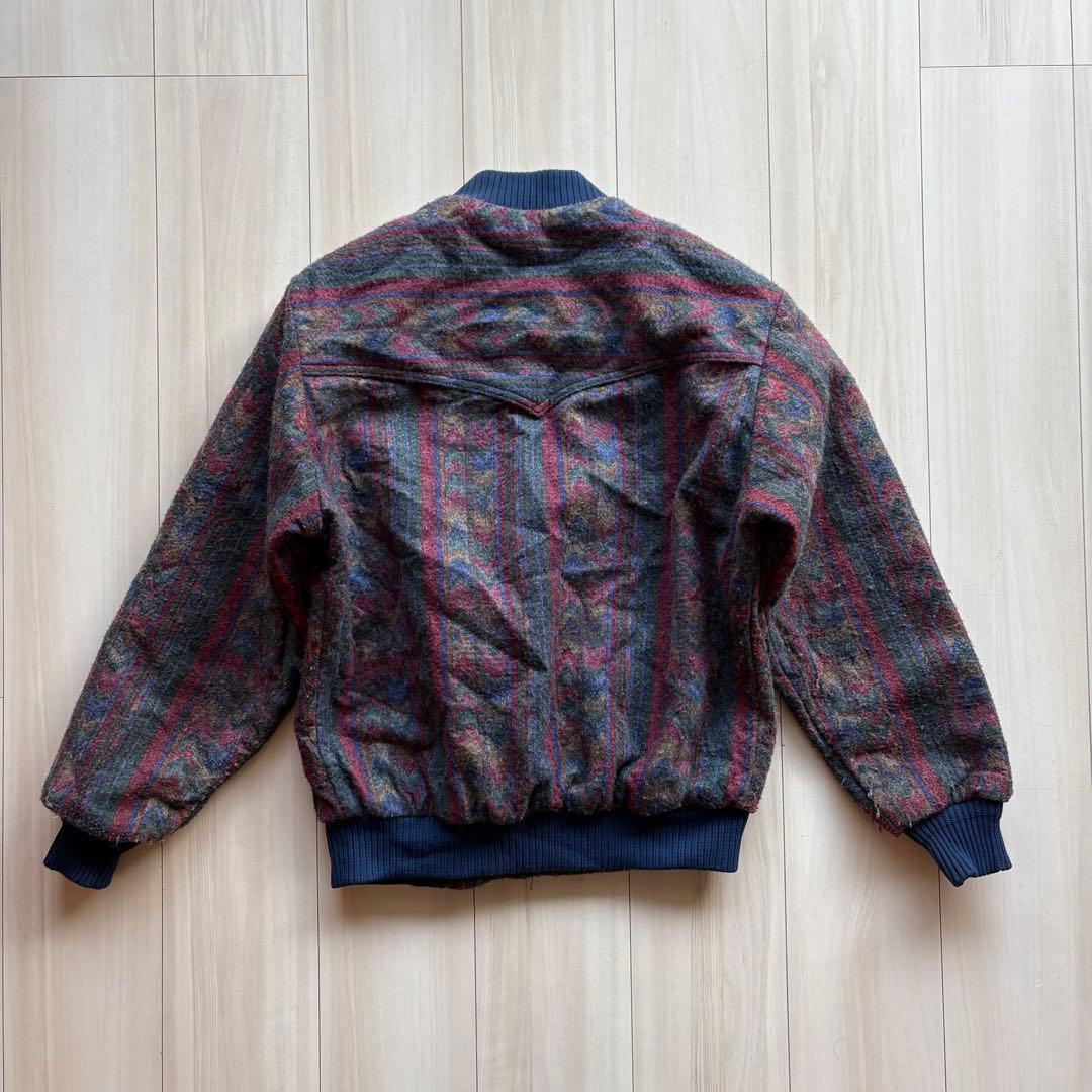 -80s サドルキングウエスタン ネイティブブルゾン USA製 M タロンジップ